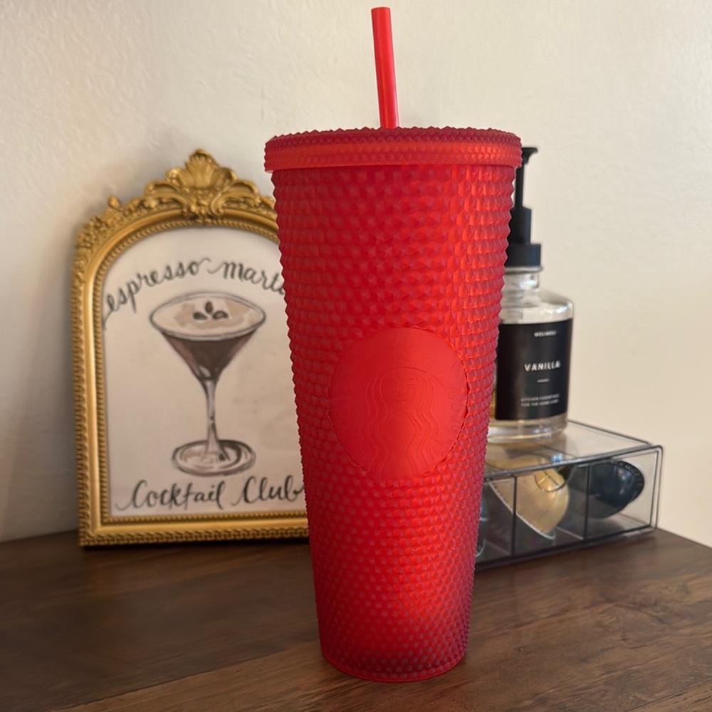 Matte Red studded Starbucks Tumbler